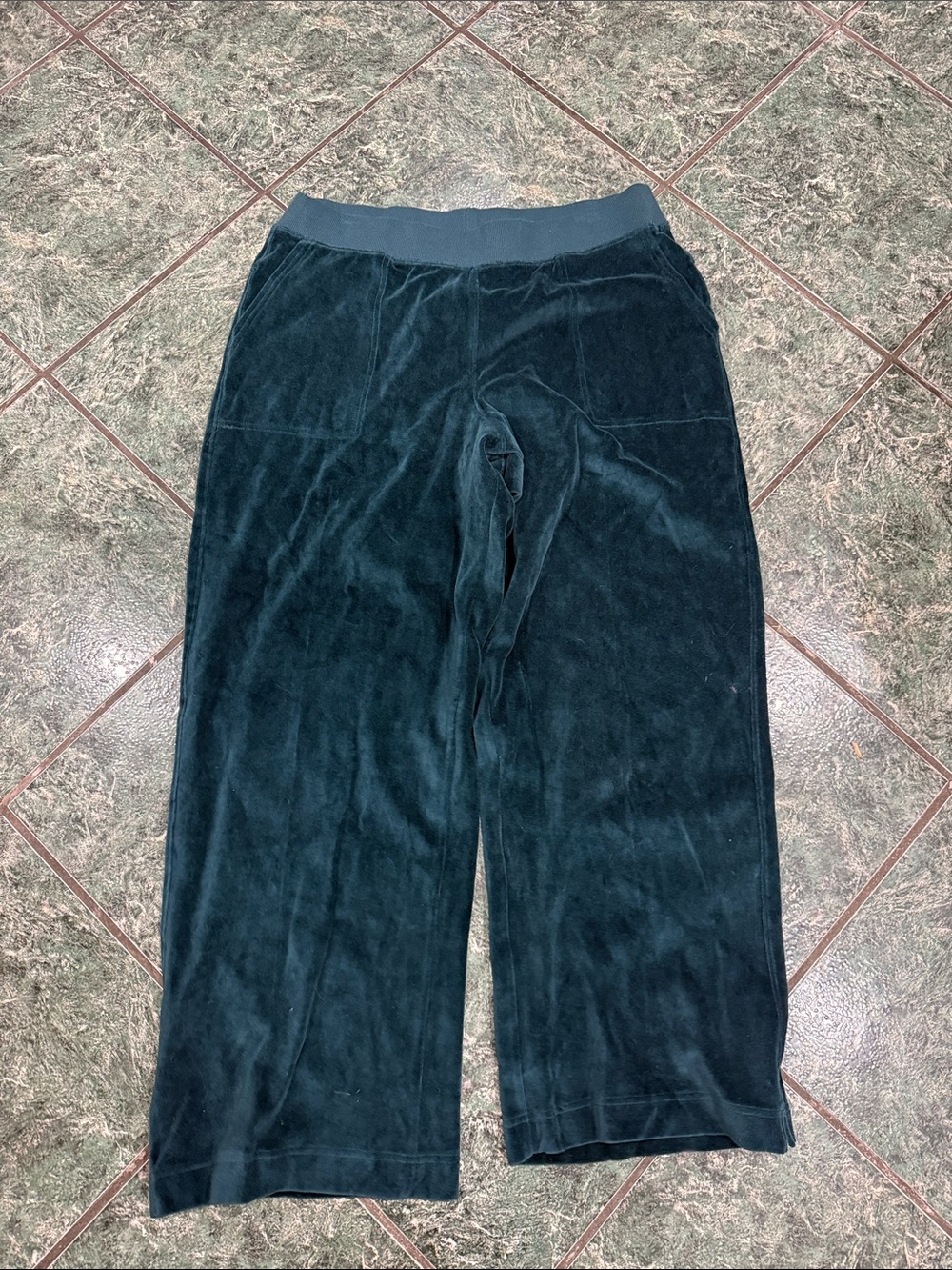 Pact Women’s Velour Wide-Leg Pants in Dark Teal size XL